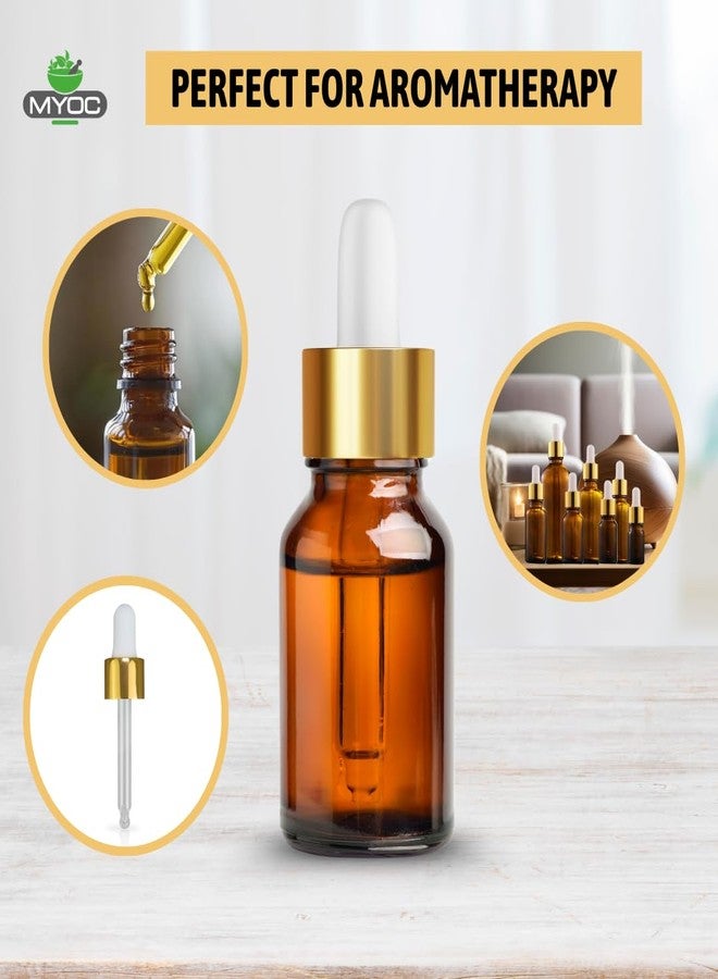 MYOC Amber Glass Dropper Bottles | Refillable Cosmetic Bottles with Gold Dropper Cap for DIY Oils, Serums, and Skincare Solutions - 15ml / 0.50 Fl Oz (Pack of 16) - Image 3