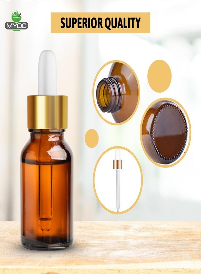 MYOC Amber Glass Dropper Bottles | Refillable Cosmetic Bottles with Gold Dropper Cap for DIY Oils, Serums, and Skincare Solutions - 15ml / 0.50 Fl Oz (Pack of 16) - Image 4
