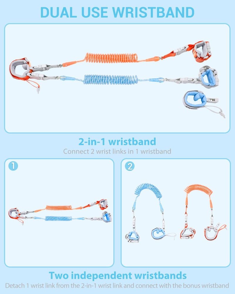 Dr.meter Anti Lost Wrist Link, 2 in 1 Upgrade Toddlers Safety Wristband Leash with Key & Lock, Dual Length 6.56ft Kids Walking Harness for Supermarket Mall Airport Amusement Park Zoo Travel - Image 2