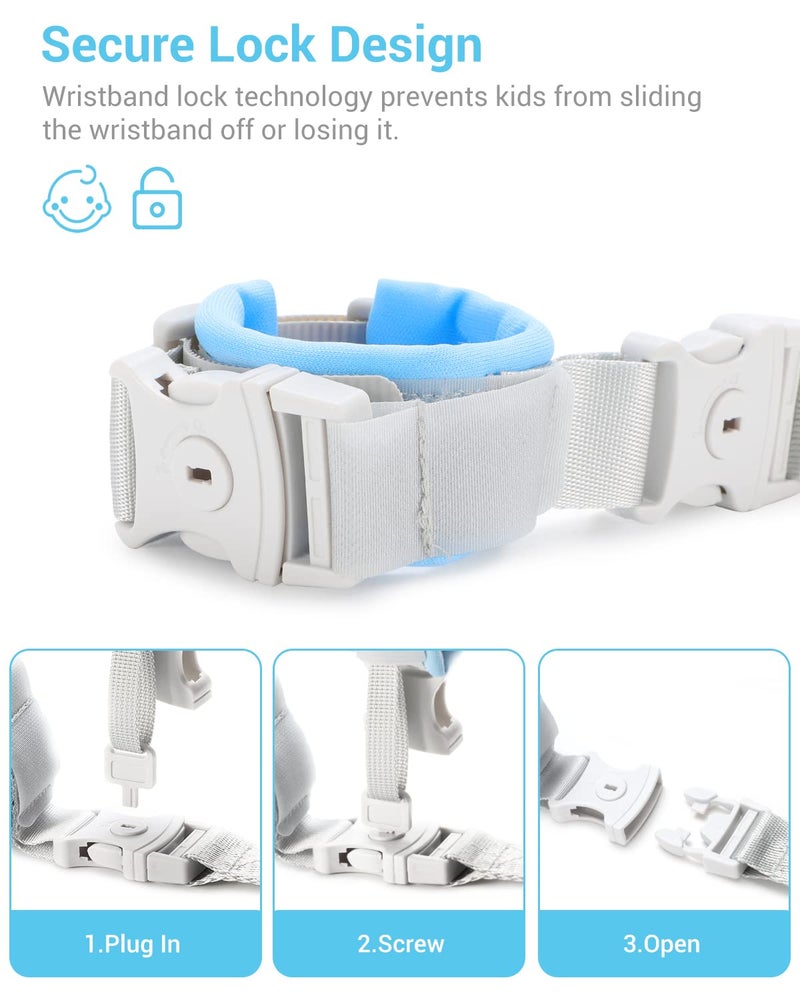 Dr.meter Anti Lost Wrist Link, 2 in 1 Upgrade Toddlers Safety Wristband Leash with Key & Lock, Dual Length 6.56ft Kids Walking Harness for Supermarket Mall Airport Amusement Park Zoo Travel - Image 3