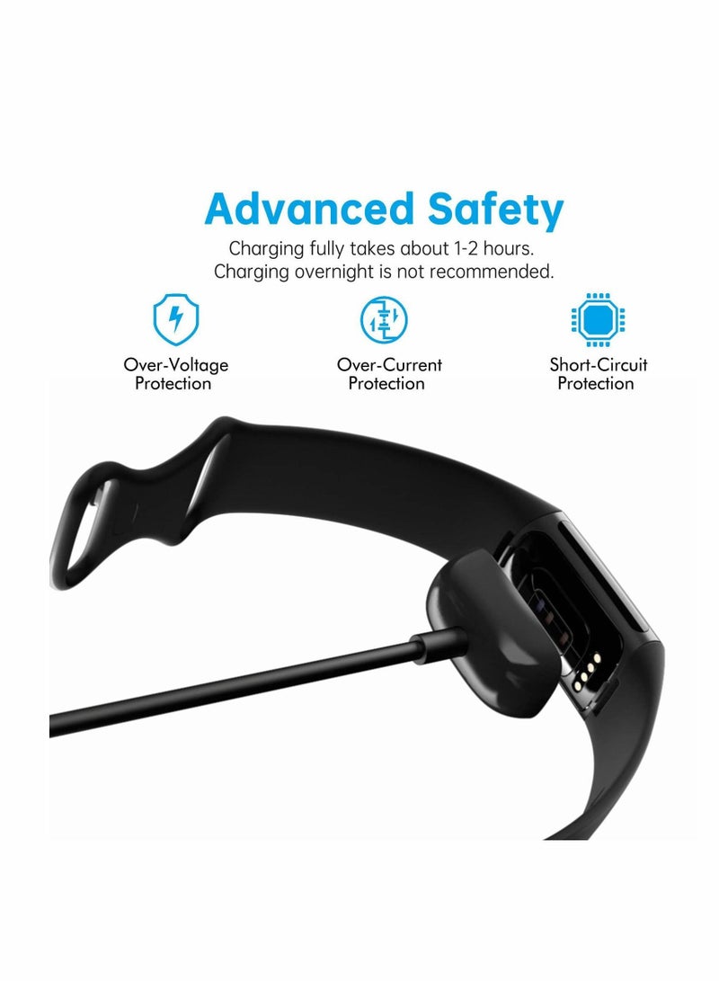 Y&D Charger Cable for Fitbit Charge 5 / Luxe, 2 Pack Upgraded Strong Magnetic Charging with Reset Button Replacement Luxe & 5, Black Cord Accessory(39.4"/19.7") - Image 4