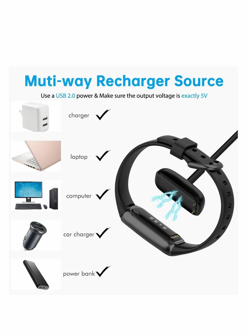 Y&D Charger Cable for Fitbit Charge 5 / Luxe, 2 Pack Upgraded Strong Magnetic Charging with Reset Button Replacement Luxe & 5, Black Cord Accessory(39.4"/19.7") - Image 5