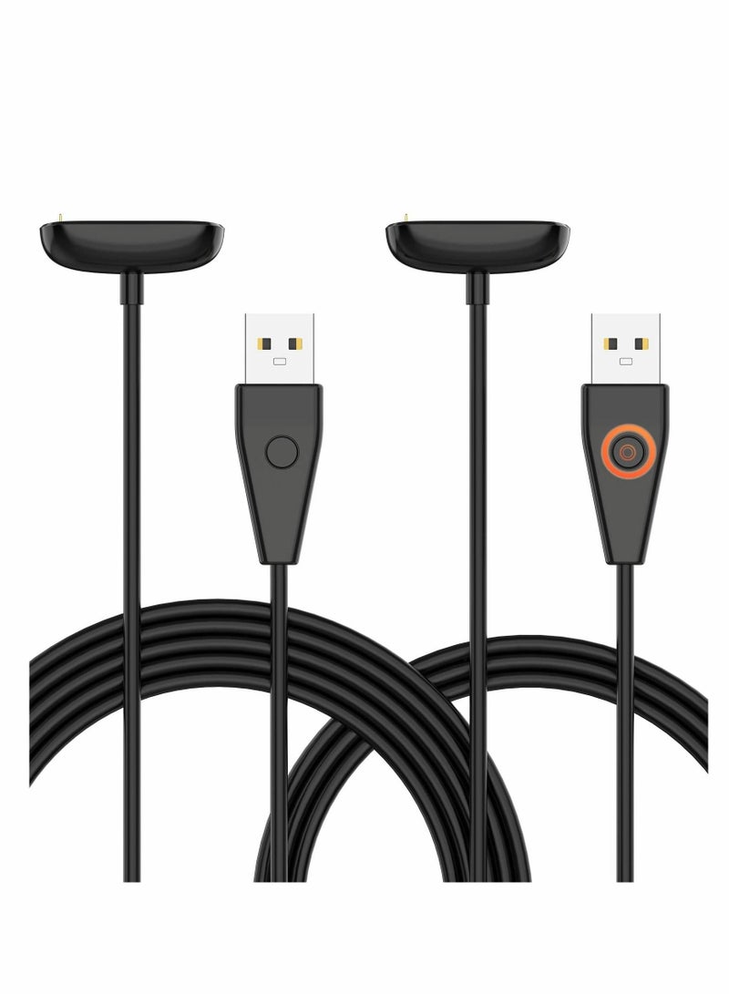 Y&D Charger Cable for Fitbit Charge 5 / Luxe, 2 Pack Upgraded Strong Magnetic Charging with Reset Button Replacement Luxe & 5, Black Cord Accessory(39.4"/19.7") - Image 1