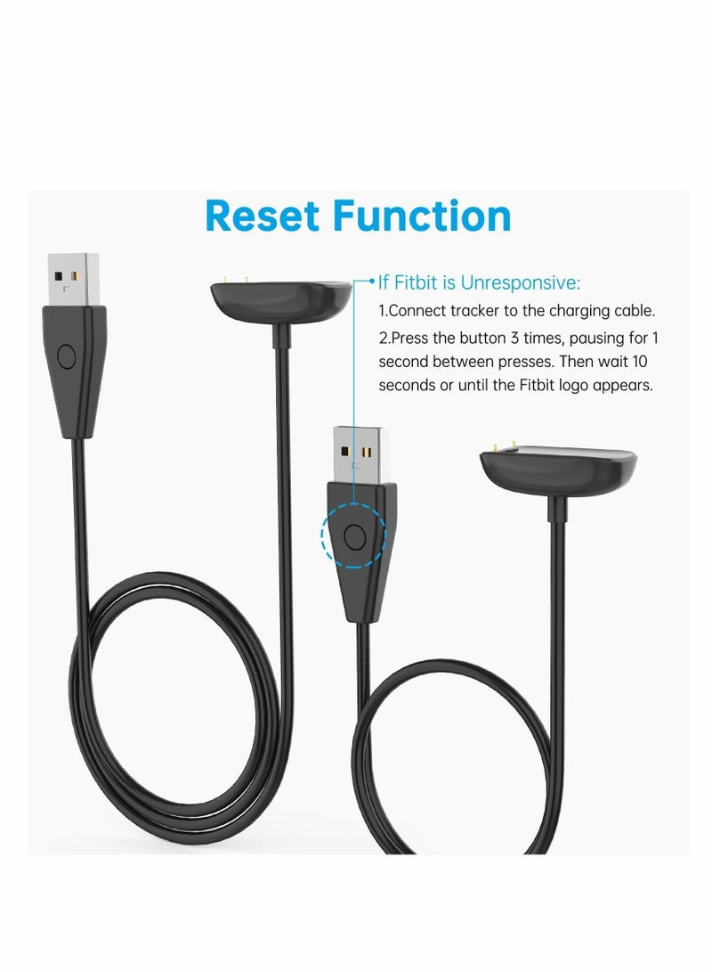 Y&D Charger Cable for Fitbit Charge 5 / Luxe, 2 Pack Upgraded Strong Magnetic Charging with Reset Button Replacement Luxe & 5, Black Cord Accessory(39.4"/19.7") - Image 3