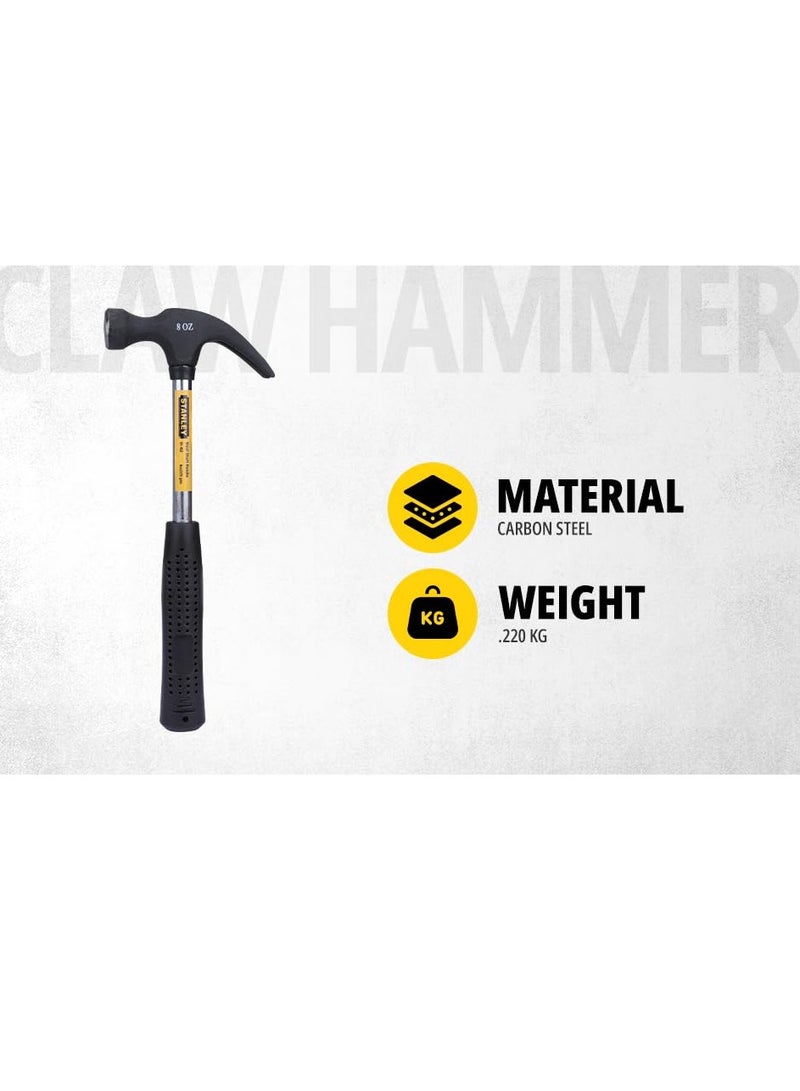 Stanley STANLEY 51-152 Claw Hammer with Steel Shaft for Masonry, Woodwork, Fittings for Home, DIY, Mechanic, Industrial & Professional Use, GREY & BLACK  - Image 2