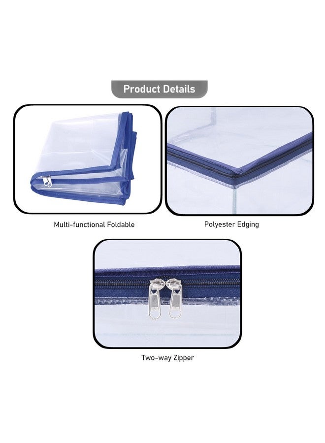 MBW Clothes Organiser for Wardrobe, Saree Covers with zip, Saree Organizer for Wardrobe, Clothes Storage Bag, Saree Bags Storage, Saree Covers for Storage, Transparent (Dark Blue - Pack of 9) - Image 4