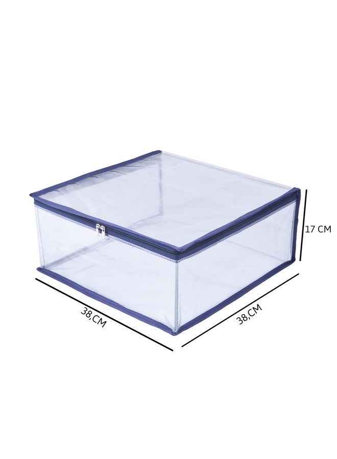MBW Clothes Organiser for Wardrobe, Saree Covers with zip, Saree Organizer for Wardrobe, Clothes Storage Bag, Saree Bags Storage, Saree Covers for Storage, Transparent (Dark Blue - Pack of 9) - Image 3