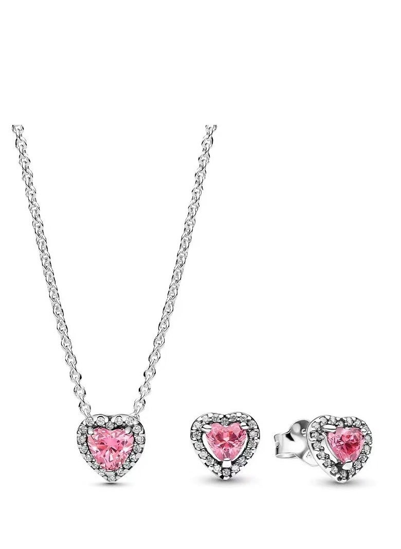 Generic Women's Classic Cube Zirconia 925 Silver Ring Necklace Earnail Set Birthday Gift  - Image 2