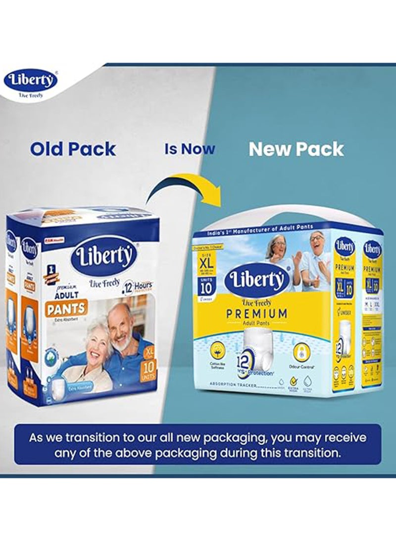 Liberty سراويل حفاضات للكبار مميزة حجم كبير XL 10 قطع مقاس الخصر 96-165 سم 38-65 بوصة للجنسين مقاومة للتسرب عبوة من 1 - Image 2