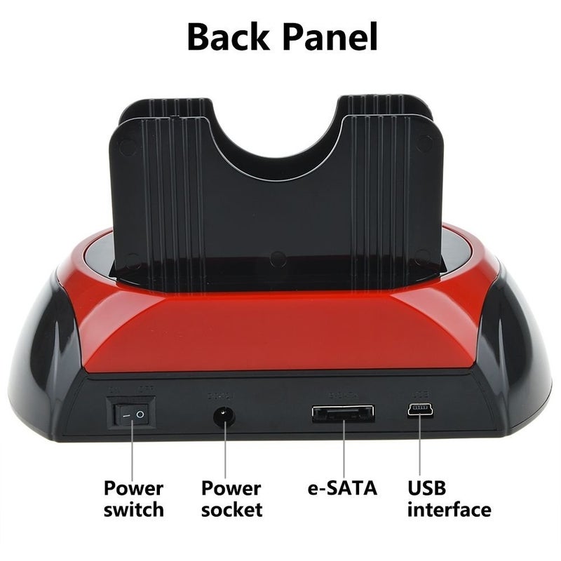 Tccmebius Hard Drive Docking Station, TCC-S862-US USB 2.0 to 2.5 3.5 Inch SATA IDE Dual Slots External Enclosure with All in 1 Card Reader and USB 2.0 Hub for 2.5" 3.5" IDE SATA I/II/III HDD SSD - Image 5