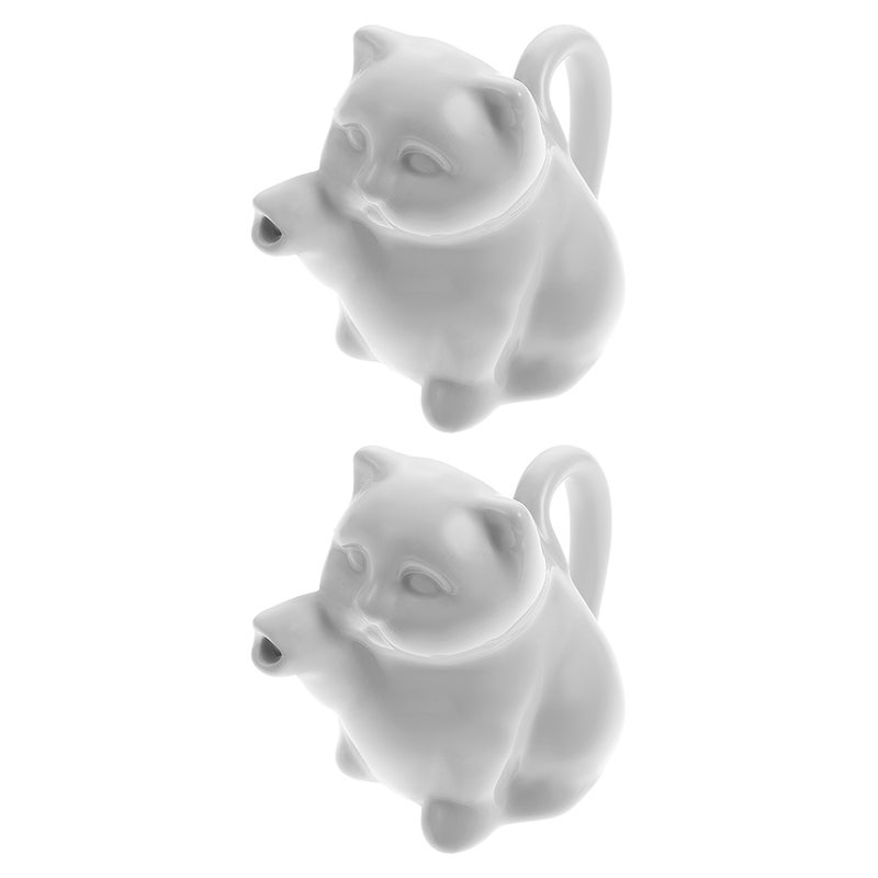 2Pcs Ceramic Kettle Cat-shape Cup Jug Coffee Pull Flower Cup - Image 1