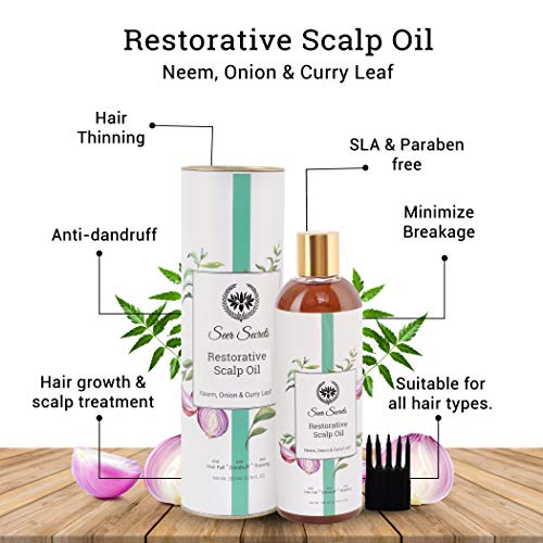 Seer Secrets Natural Onion Hair Pack of Restorative Scalp Curry Leaf, Neem & Onion Hair Oil 200 ML & Probiotic Root Strengthening Yogurt, Curry Leaf & Onion Shampoo 200ml- Combo Pack - Image 3
