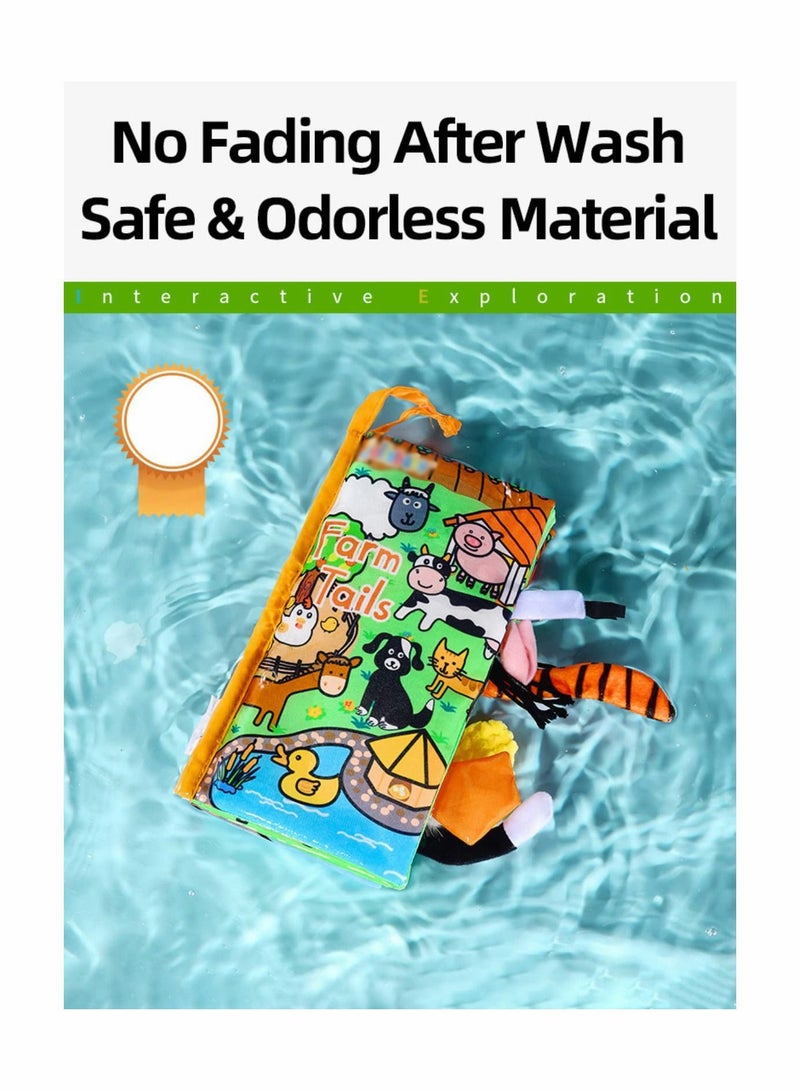 NIBEMINENT Baby Cloth Books, Touch & Feel Crinkle Soft for Infants Babies, Toddler Early Educational Interactive Stroller Toys, Girl Boy Gift(Jungle Tails) - Image 5