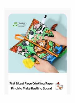 NIBEMINENT Baby Cloth Books, Touch & Feel Crinkle Soft for Infants Babies, Toddler Early Educational Interactive Stroller Toys, Girl Boy Gift(Jungle Tails)  - Image 4