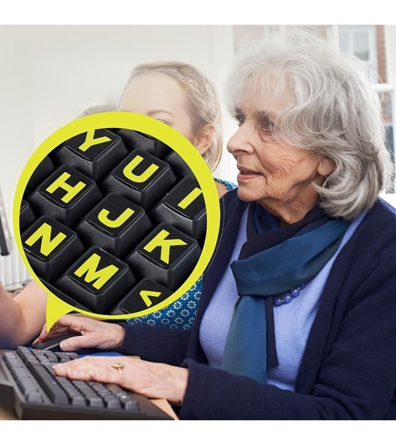 Yellow Large Symbol Keyboard Sticker for Visually Impaired US English - Image 5