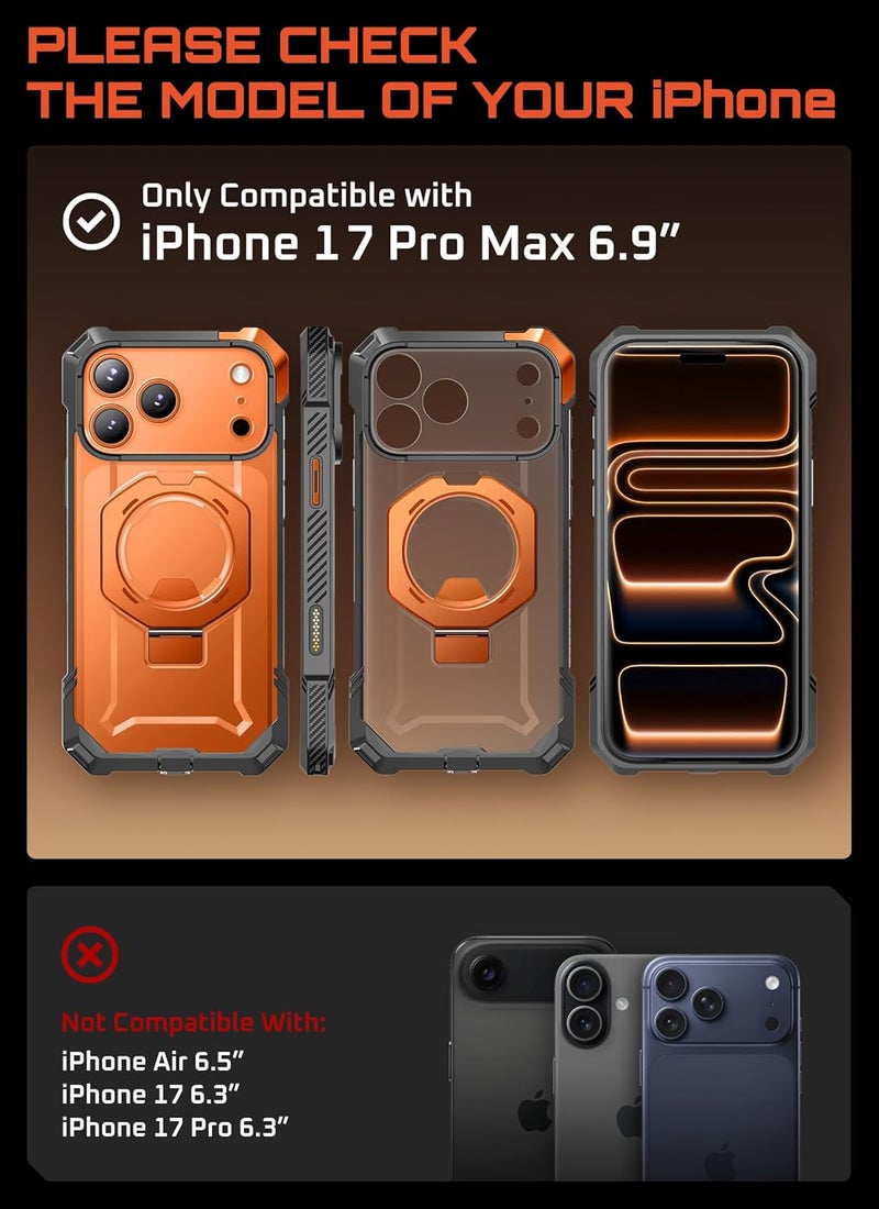 SupCase for iPhone 17 Pro Max Case with Kickstand (Unicorn Beetle Grip), [Camera Control Cover] [Compatible with MagSafe] [Military-Grade Drop Protection] Heavy Duty Magnetic Phone Case, Coral - Image 2