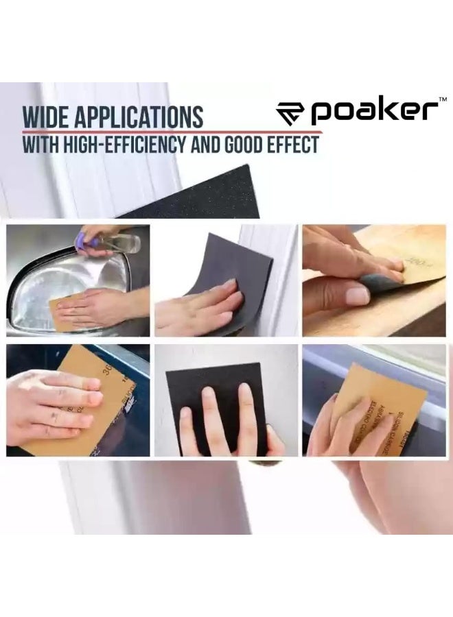 Poaker ورق صنفرة مائي POAKER 10 قطع للعمل على هيكل السيارات، الطلاء، الورنيش، الأثاث والمعادن اللينة الأخرى (GRIT-120) - Image 3