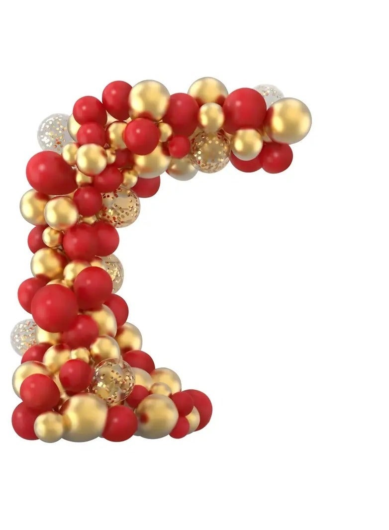 120pcs Pomegranate Red Metallic Golden Sequin Balloon Party Set, Scene Decor, Room Decor, Birthday Party Supplies, Theme Party Decoration - Image 2