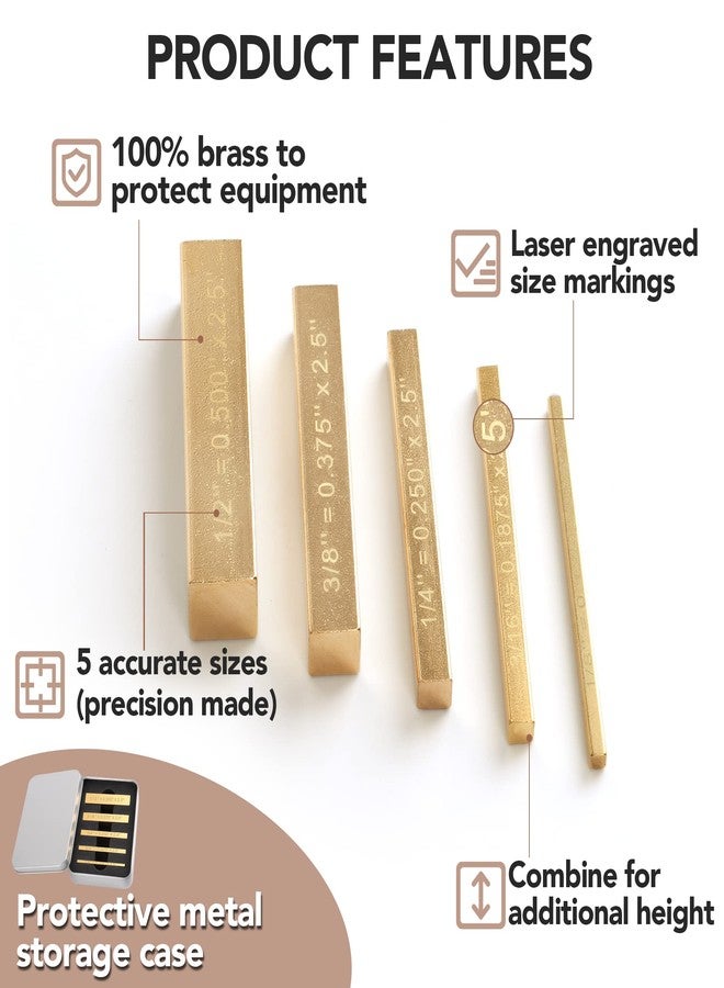 لوسترونوت مجموعة قياس ارتفاع مكعبات التثبيت النحاسية من LOSTRONAUT - مجموعة من 5 ملحقات لمنشار الطاولة للنجارين - قضبان تتضمن علامات مقاسات محفورة بالليزر - أداة نجارة - قضيب نحاسي - Image 3