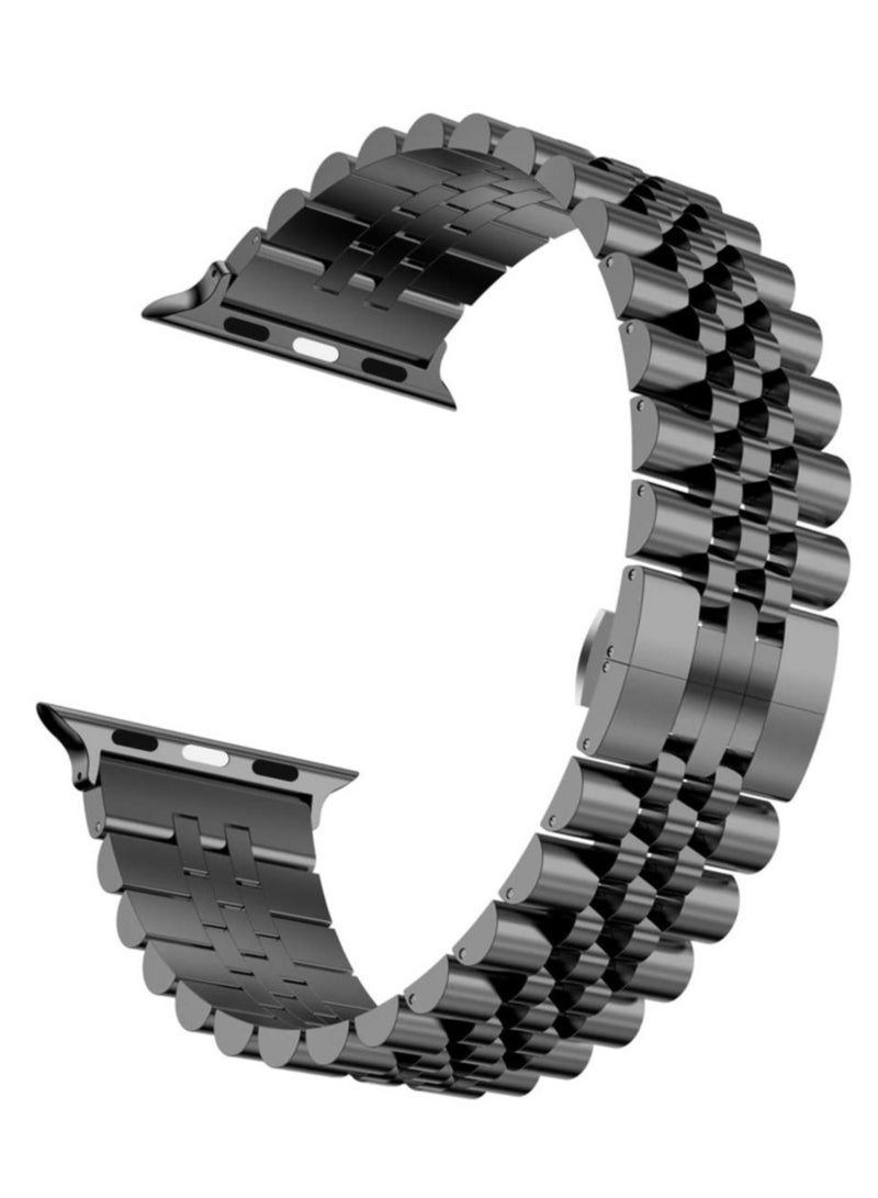 ELTRAZONE Compatible with Apple Watch Band 44mm 42mm 40mm 38mm Stainless Steel Heavy Band with Butterfly Folding Clasp Link Bracelet for iWatch Series 6/SE Series 5/4/3/2/1 Men Space Gray 44mm/42mm - Image 2