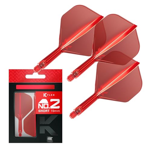 TARGET Darts K Flex Integrated Dart Flights and Shafts, No.2 Red (Short) | Pack of 3 K-Flex – No2, Kflex All in One Moulded Dart Flight & Stem | Professional Dart Accessories - Image 1