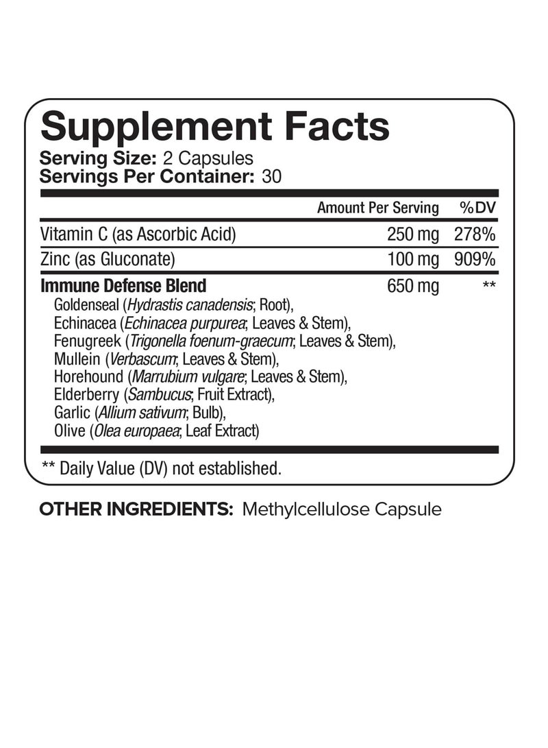 Nutrivein Immune Support - Boost Your Immune System with Elderberry, Zinc, Vitamin C, Garlic & Echinacea Prebiotics - 1600MG Daily Dose - Supports Healthy Lifestyle and Stress Relief - 60 Capsules  - Image 3