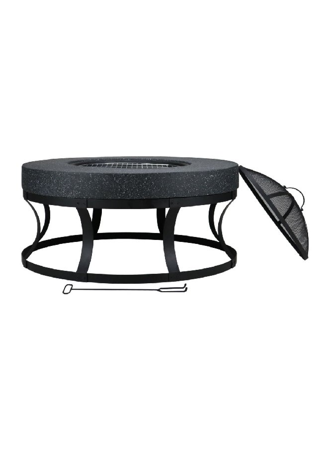 LIVING ACCENTS - MGO Shatter-Resistant Round Firepit Table with Mesh Cover Black 81 x 81 x 46 cm WSFP-4618 - Image 1