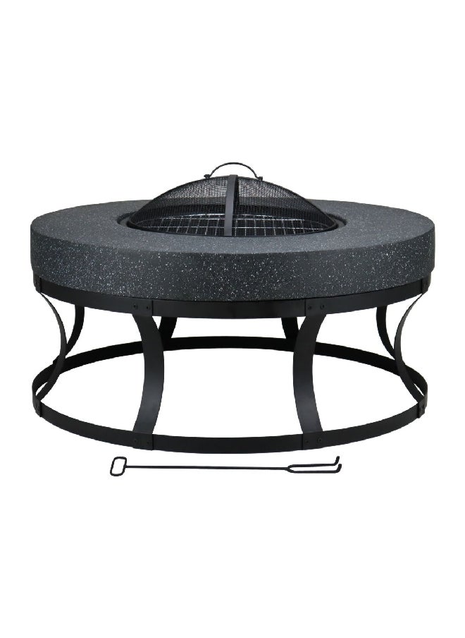 LIVING ACCENTS - MGO Shatter-Resistant Round Firepit Table with Mesh Cover Black 81 x 81 x 46 cm WSFP-4618 - Image 1