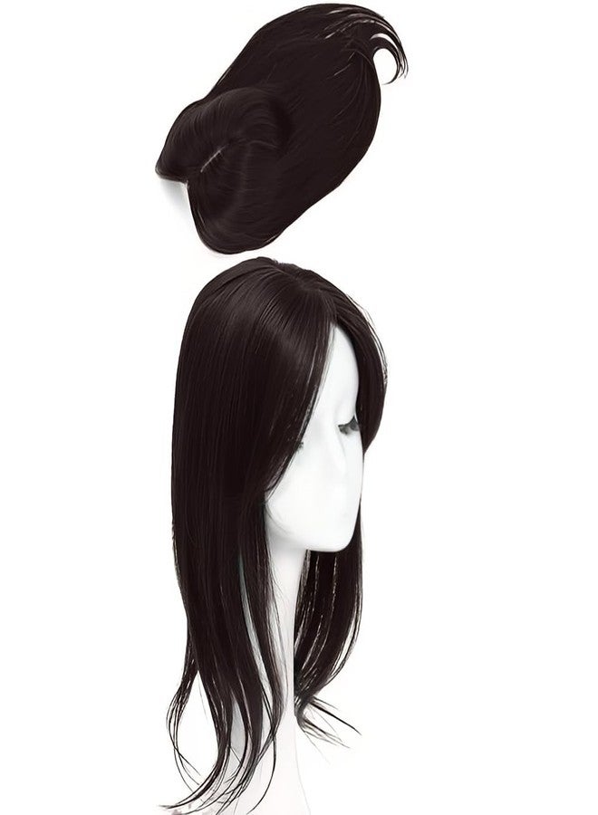 بلوشيا وصلة شعر بلوشيا غير لامعة بخمسة مشابك، شعر صناعي مستقيم مع فرق في المنتصف/وصلات شعر للنساء/الفتيات (لون بني، 22 بوصة) - Image 5