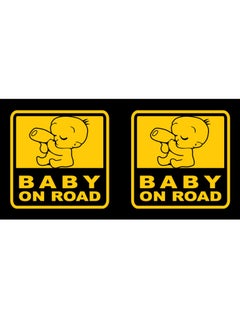 Rubik Baby on Board Car Sign Stickers for Car, Reflective Self Adhesive, 2pcs Safety Warning Cute Design for Car Bumper Rear Window Universal 12x12cm  - Image 1