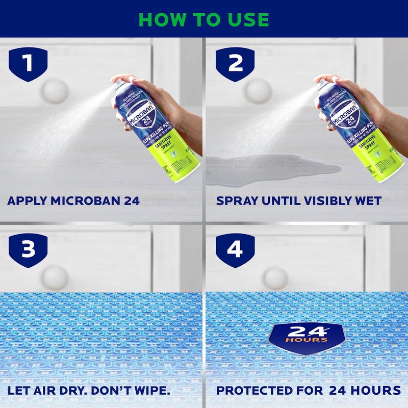 Microban 24 Hour Disinfectant Sanitizing Spray, Fresh Scent, 15oz - Image 3