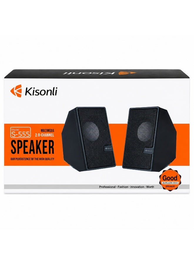 Kisonli S-555 USB Powered Multimedia 2.0 Channel Wired Speaker for PC & Laptop - Image 1