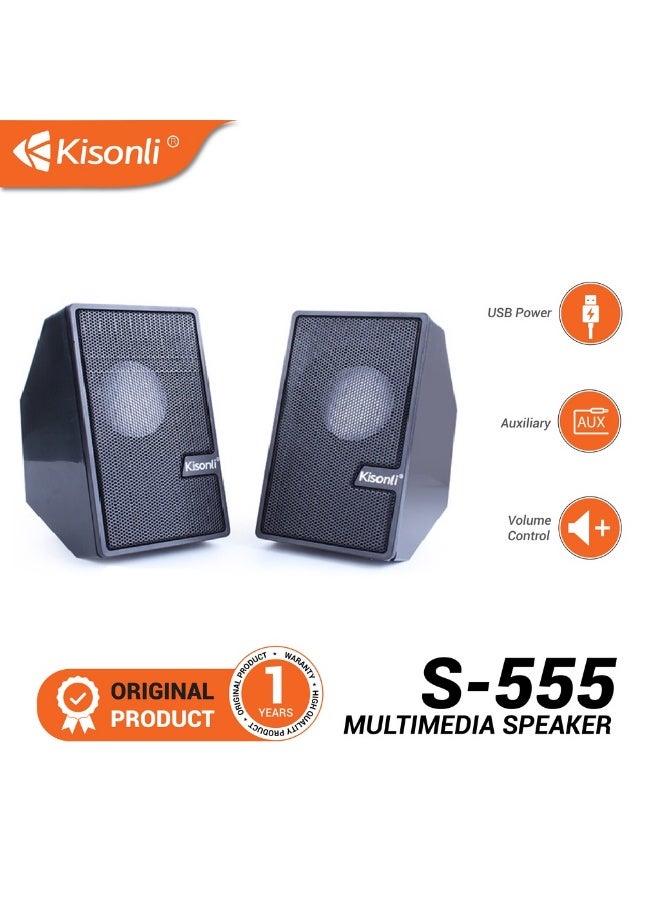 Kisonli S-555 USB Powered Multimedia 2.0 Channel Wired Speaker for PC & Laptop - Image 4