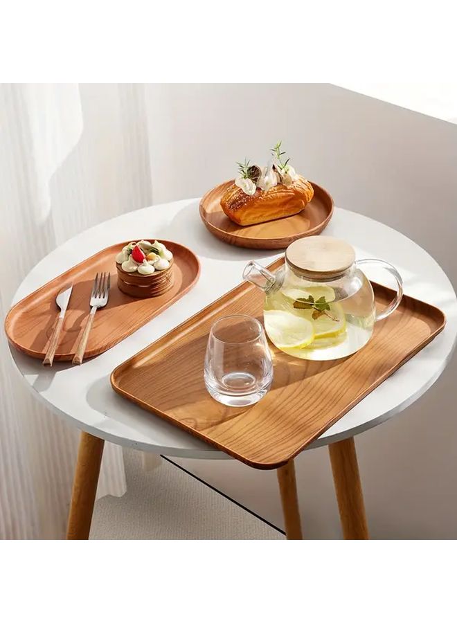 Medium Circle Wood Grain Reusable Plastic Serving Trays for Snacks Appetizers Desserts - Image 4