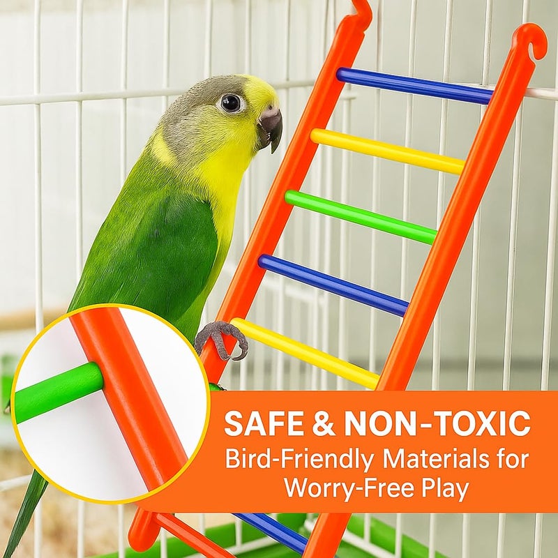 VAYINATO Birds Ladder for Cage Plastic, 2 Pcs - Hanging Ladder Toy for Parrot, Budgies, Love Birds, Parakeet - African Grey, Sun Conures, Finch Bird Toy (33cm) - Image 5