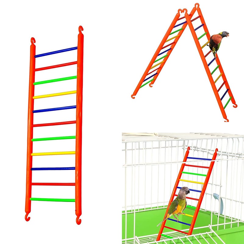 VAYINATO Birds Ladder for Cage Plastic, 2 Pcs - Hanging Ladder Toy for Parrot, Budgies, Love Birds, Parakeet - African Grey, Sun Conures, Finch Bird Toy (33cm) - Image 1