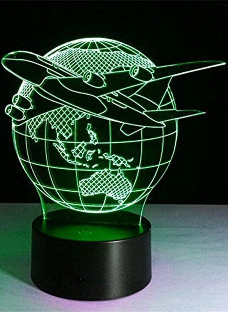althiqahkey ضوء ليلي ثلاثي الأبعاد LED على شكل طائرة كروية الأرض 16 لون يتغير مع جهاز تحكم عن بعد مصباح طاولة لعبة هدايا عيد ميلاد عيد الميلاد للأطفال - Image 1