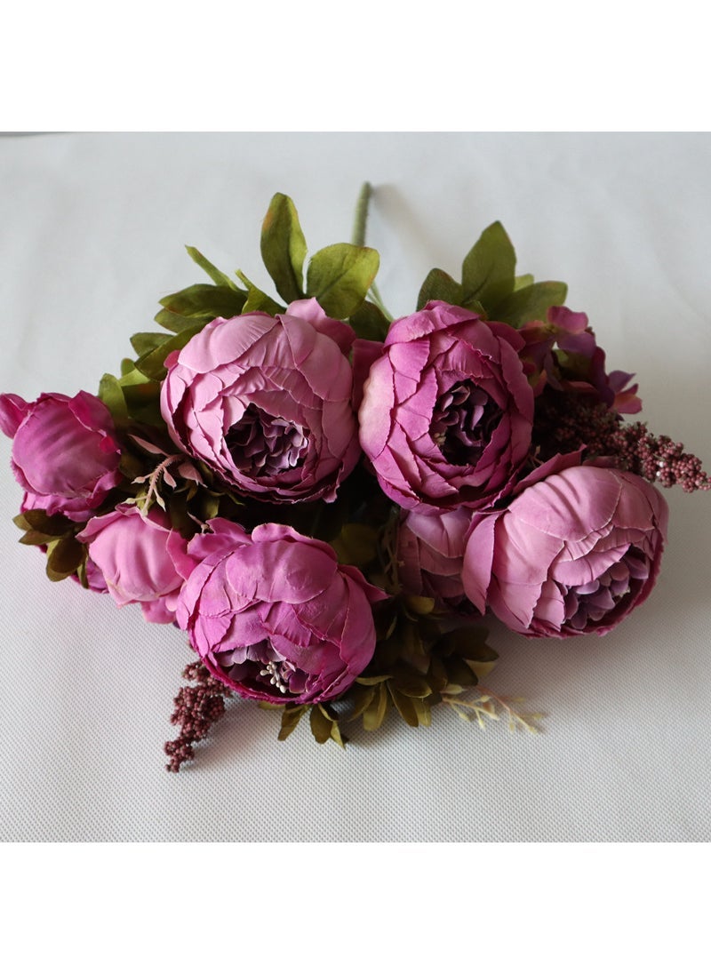 Arabest Autumn peony 13 European-style core-wrapped Peony Bouquet wedding home floral simulation flower peony flower wholesale Autumn purple 