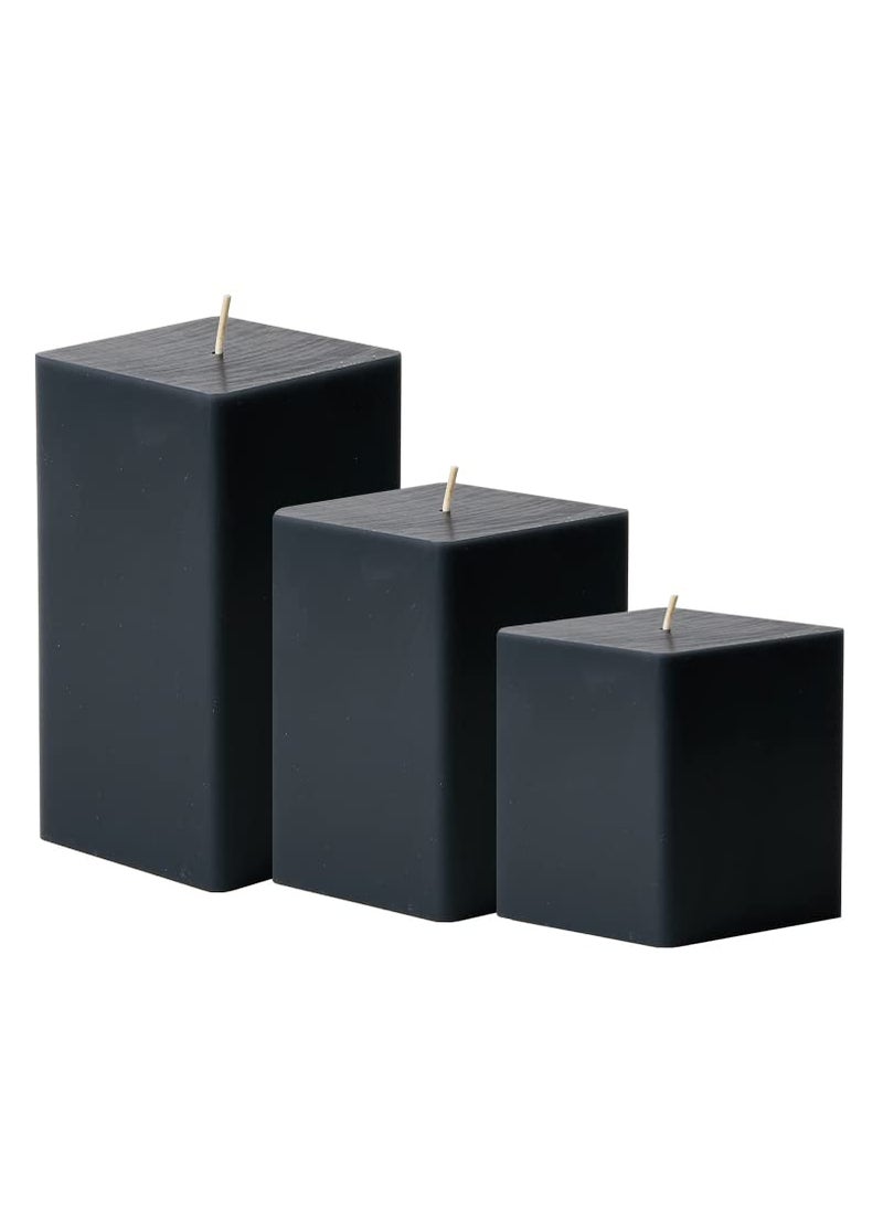 atorakushon atorakushon Pillar Candle Jasmine Scented Set of 3 Luxury Candles Smoke Free for Wedding Birthday Party Home Decor Spa Christmas Aromatherapy [Black]  - Image 1