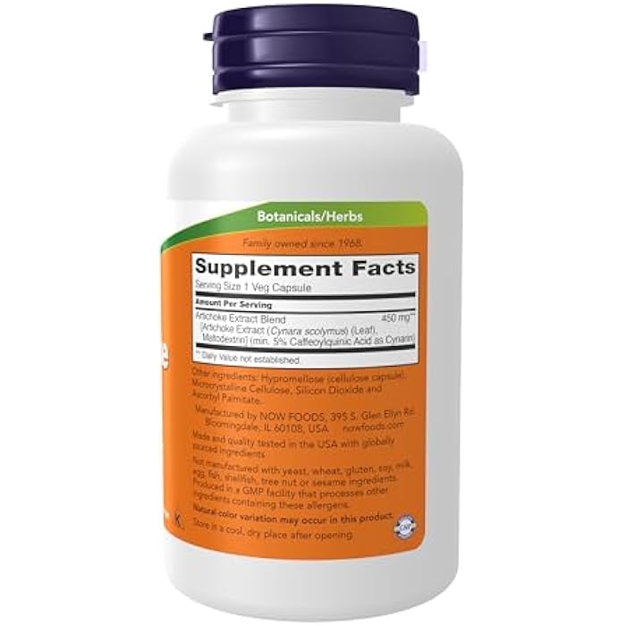 now Artichoke Extract 450mg, Veg-capsules, 90-Count - Image 2