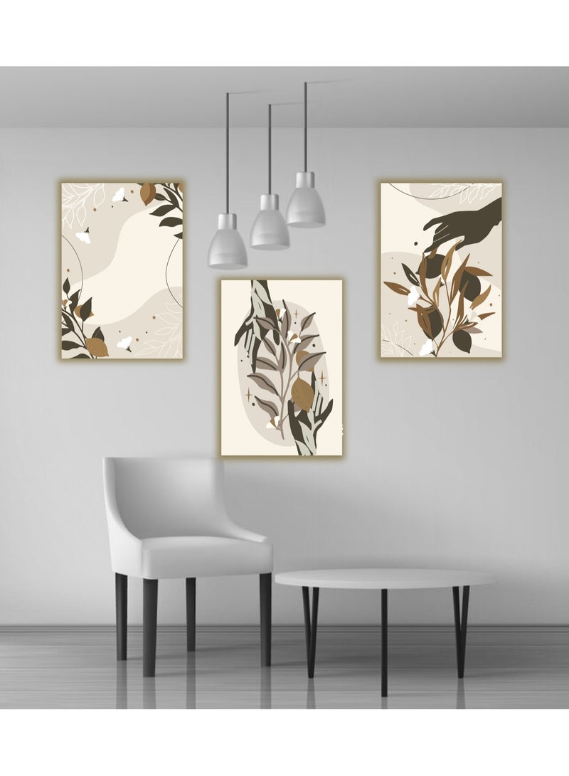 Droplyte Set Of 3 Framed Canvas Wall Arts Stretched Over Wooden Frame Paintings for Home Living Room Office Decor - Image 1