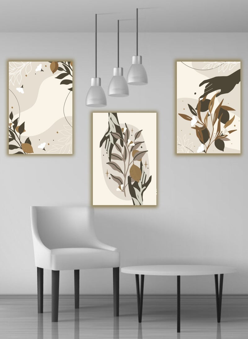 Droplyte Set Of 3 Framed Canvas Wall Arts Stretched Over Wooden Frame Paintings for Home Living Room Office Decor - Image 2