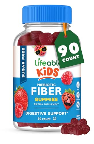 Lifeable Sugar Free Prebiotic Kids Fiber Gummies 4g Fiber for Kids Great Tasting Vegetarian Fiber Supplements for Kids for Digestive Health Fiber Gummies for Kids 90 Probiotics Gummies