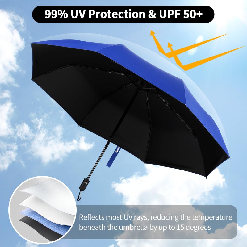 Yoobure Windproof Travel Umbrella - Automatic Umbrellas for Rain, Compact Folding Umbrella with UV Protection, Lightweight Portable Design for Backpack/Walking/Car, Sun & Storm Ready - Image 5