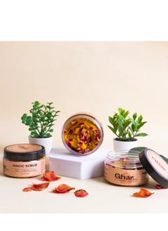 GHAR SOAP Ghar Soaps Sandalwood and Saffron Magic Scrub Suitable for all Skin (100 gm) | Reduction of apperance of dead skin cells.Makes appearance look brighter & smoother  - Image 2