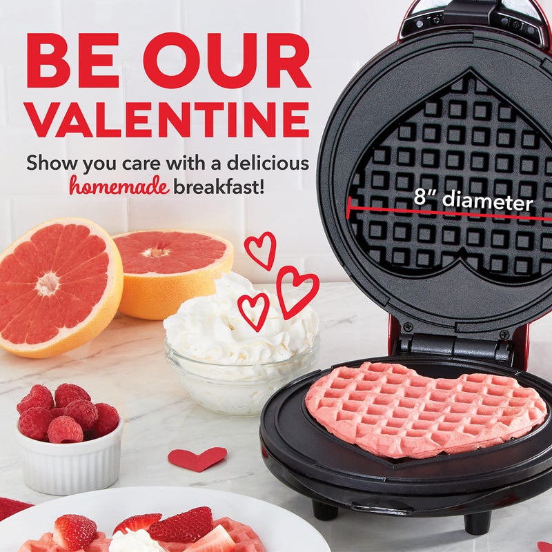 Dash Express Waffle Maker -Electric Waffle Maker for Creative Homemade Treats - Dual Nonstick Cooking Surfaces, Easy Food Release & Quick Cleanup - Compact, Space-Saving Design - 8 Inches - Red Heart - Image 4