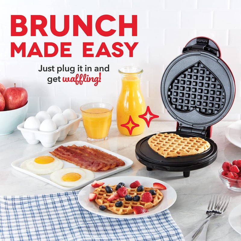 Dash Express Waffle Maker -Electric Waffle Maker for Creative Homemade Treats - Dual Nonstick Cooking Surfaces, Easy Food Release & Quick Cleanup - Compact, Space-Saving Design - 8 Inches - Red Heart - Image 5