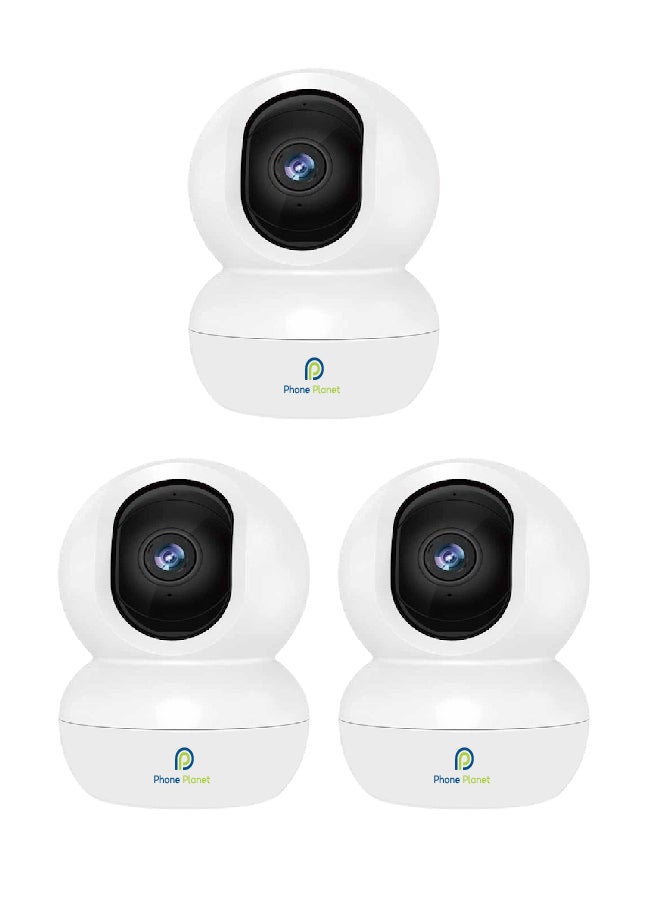 فون بلانيت Phoneplanet Three 3 Megapixel Smart Home Security Cameras Ideal For Covering All Angles Card And Ethernet Connectivity Privacy Mode Alexa Google Assistant Human Detection 256GB