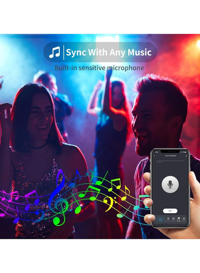 CMGTYYD GU10 Smart Bulb,Bluetooth Spot Light Bulbs,5W LED Light Bulb with App Control,Music Sync and 8 Scene Mode for Living Room,Cool Warm White(4 Pack) - Image 2