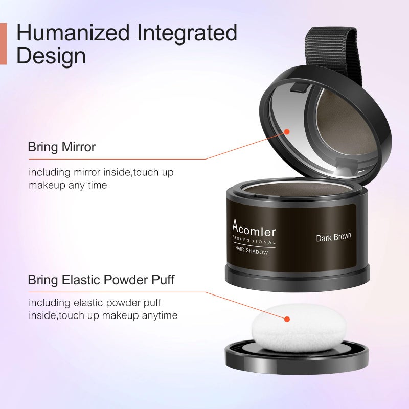 Acomler Instantly Root Touch Up Hair Color Hairline Shadow Powder,Root Cover Up,Dark Brown for Thinning Hair, Grey Hair Coverage Hair Powder for Women with Eyebrows,Beard Line,Bald Spots (Dark Brown) - Image 3